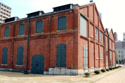 Old red brick factory buildings