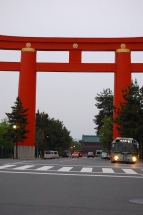 The giant red Torii gate to welcome one to the avenue leading to the shrine